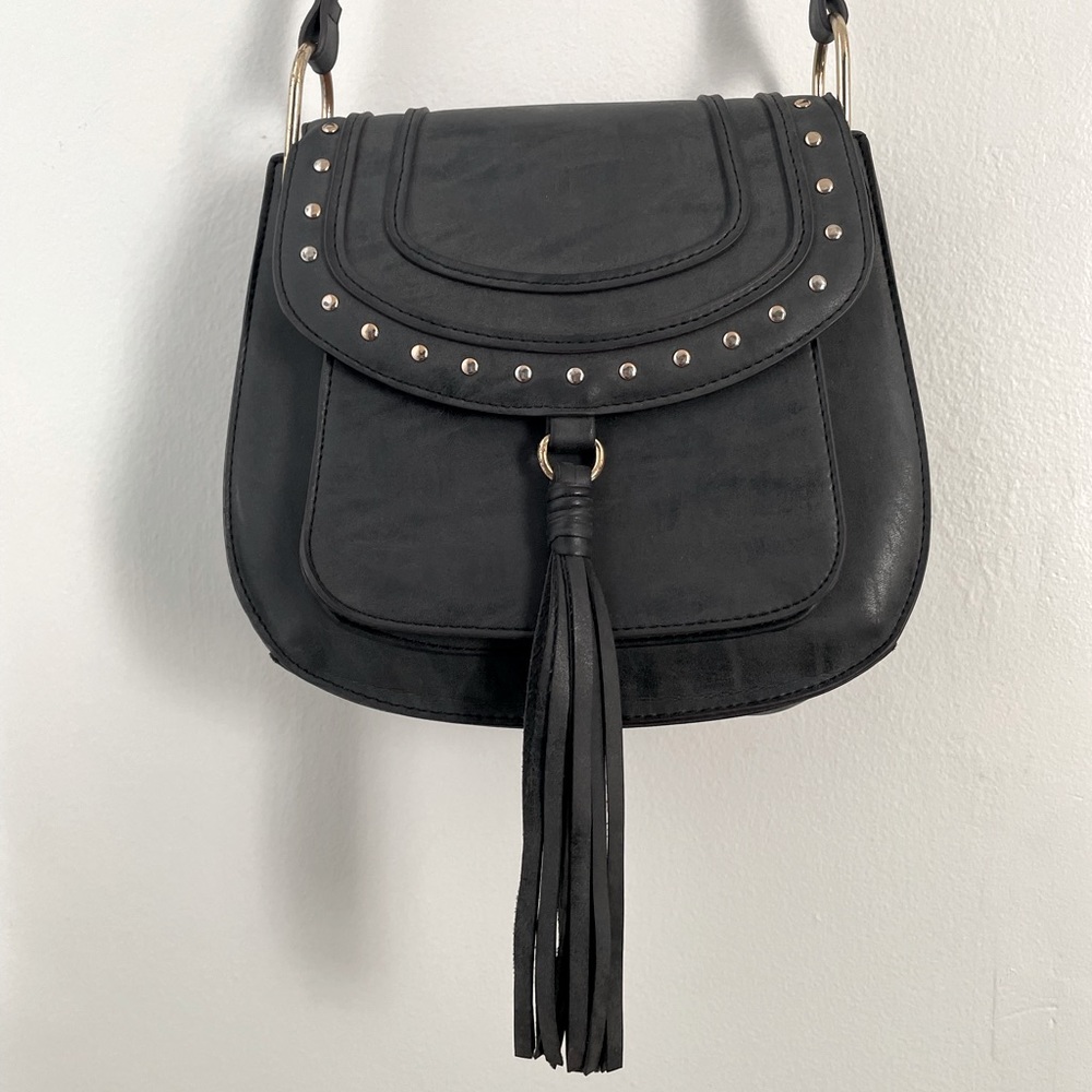 Franco Sarto Rex Tassle Crossbody Bag Purse Grey